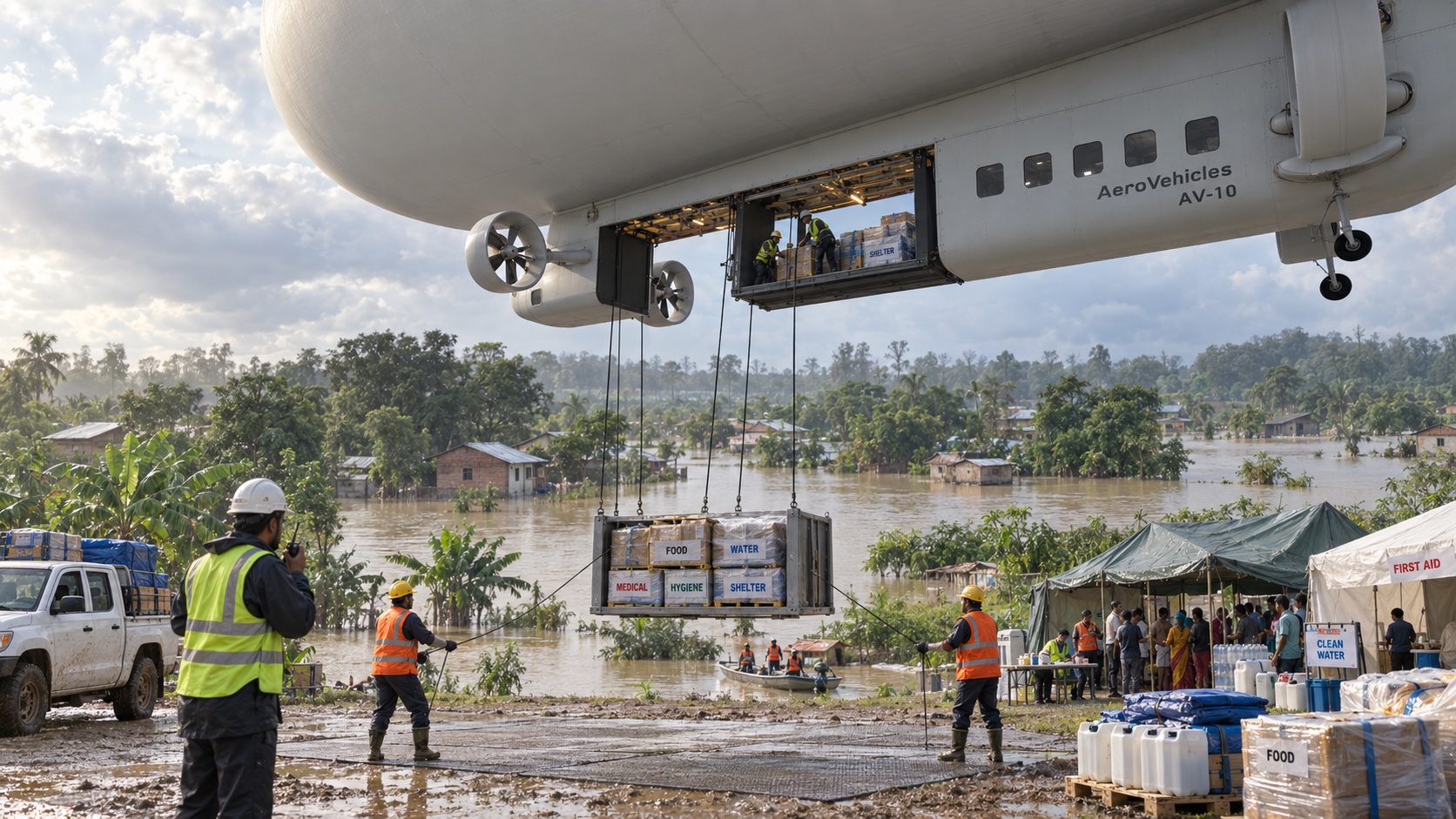 AV10 Airship for humanitarian aid as disaster response
