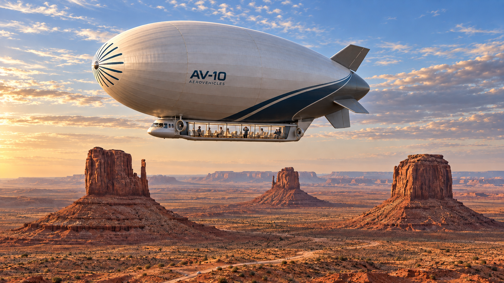 AV10 luxury passenger airship on Monument Valley - US