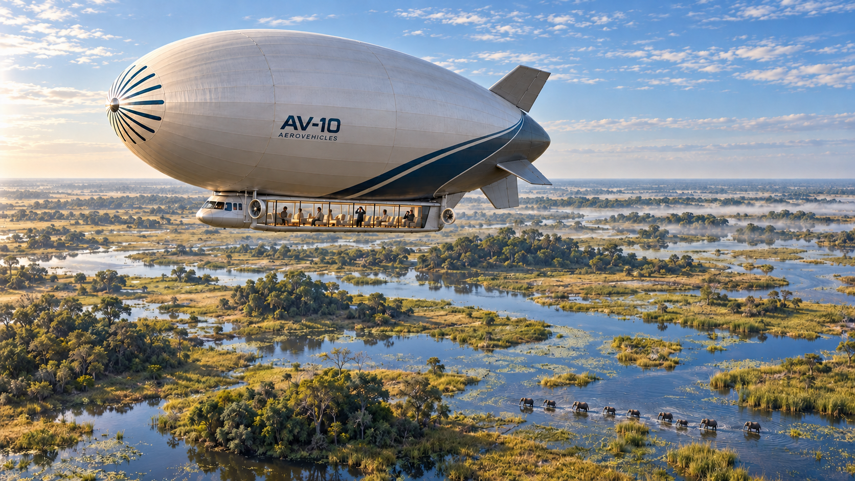 AV10 airship luxury passenger over Botswana