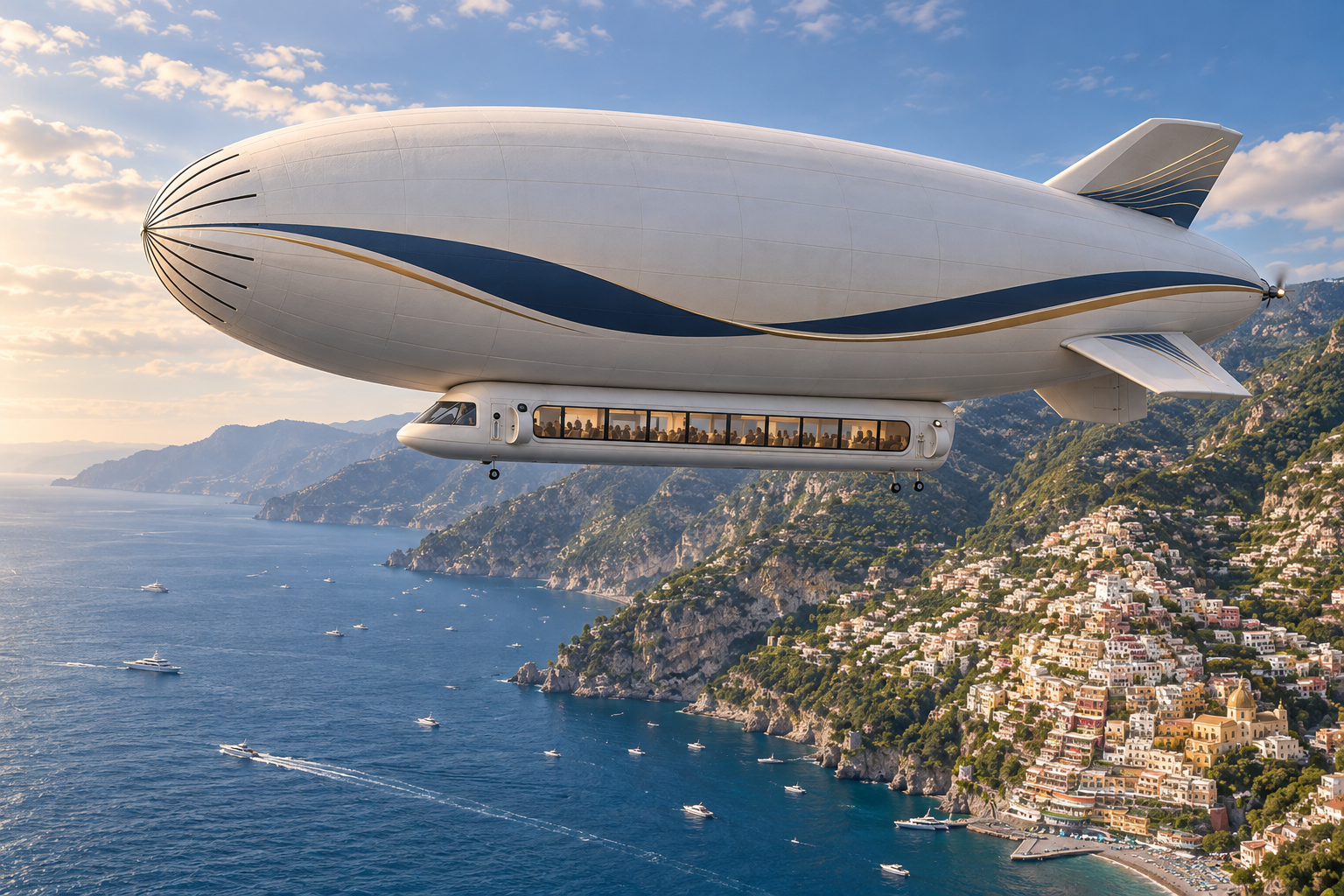 av10 airship for luxury tourism over Italy coast